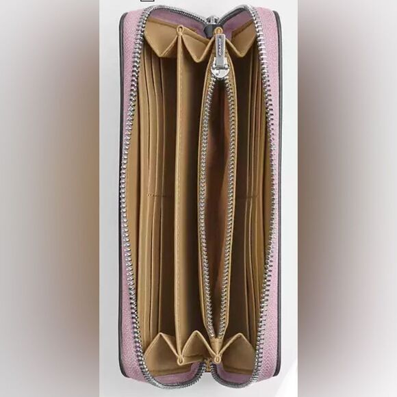 Coach Leather Metallic Pink Long Zip Around Wallet Bag Purse - Picture 11 of 11
